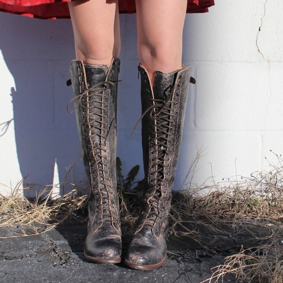 Bed Stu Shoes - Bed Stu Della Black Lux Leather Lace-up NEW